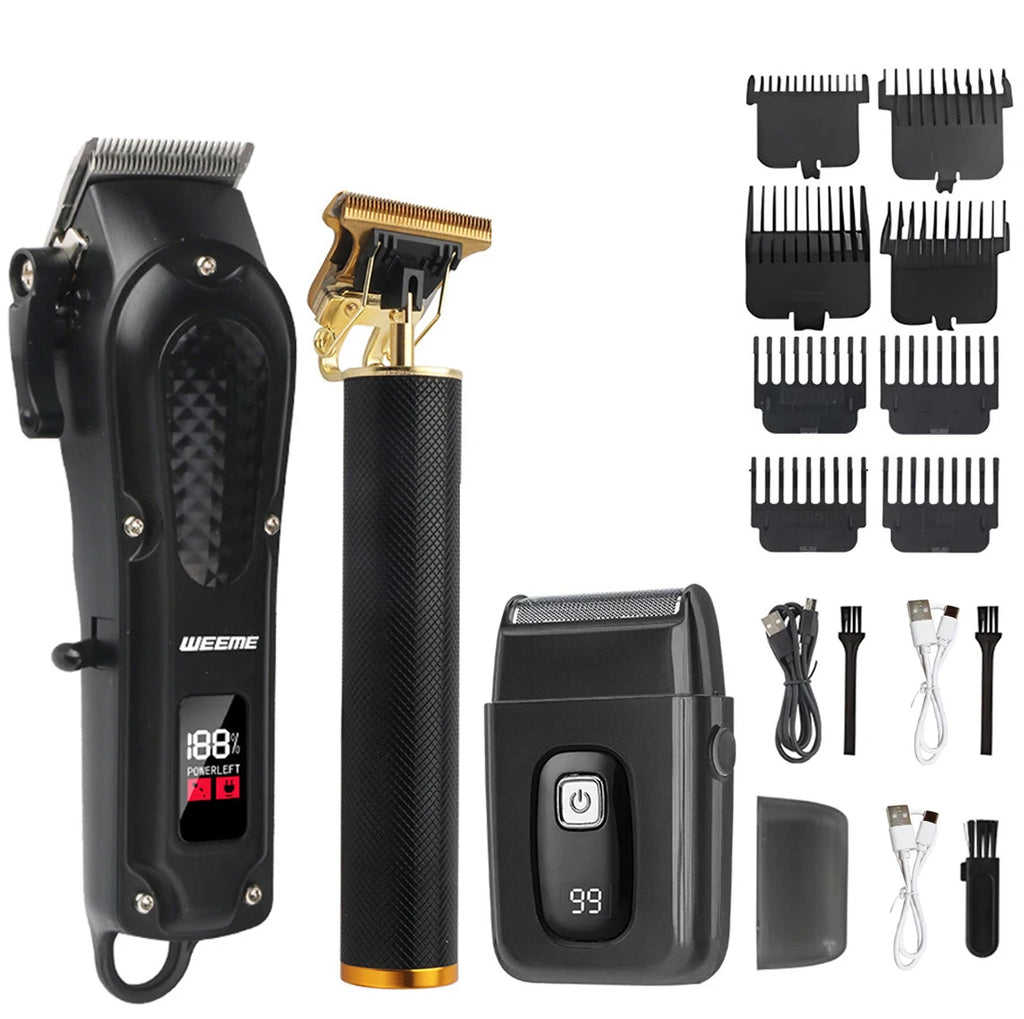 Tondeuse Électrique Vintage T9 — Kit Complet Sans Fil, Barbe & Cheveux, Rechargeable USB | Homme