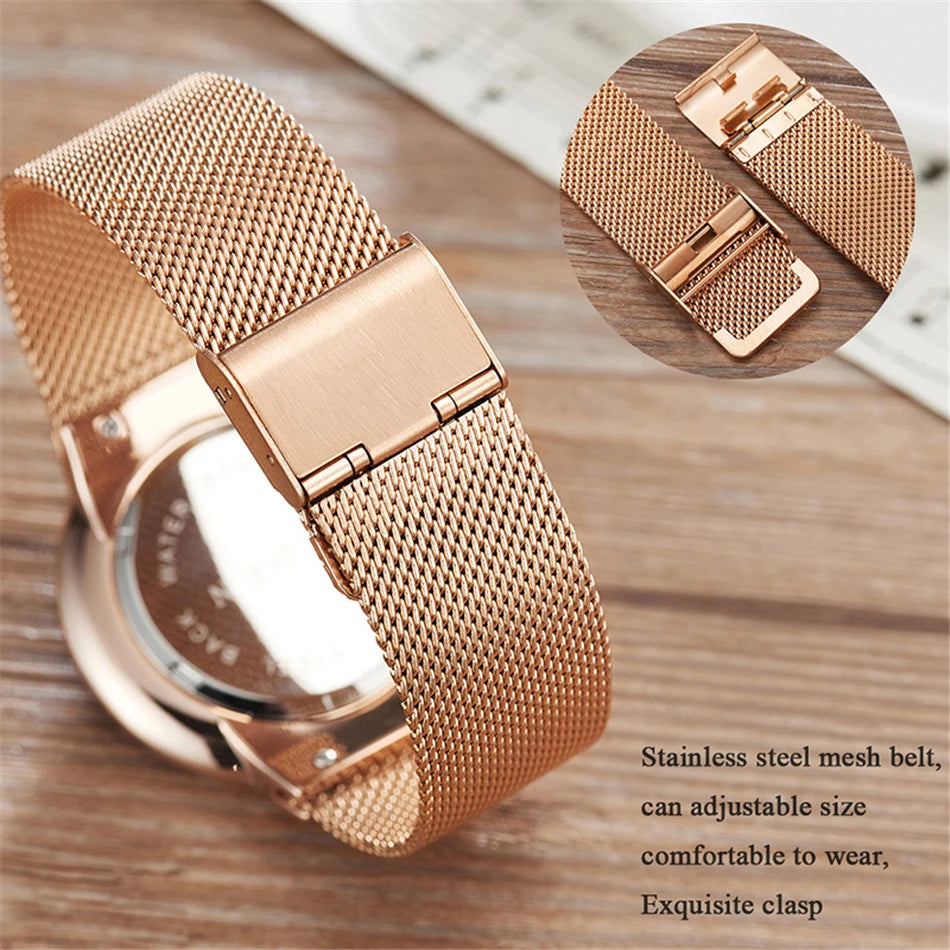 Montre femme LIGE 2024 – Quartz japonais, acier inoxydable, lumineuse