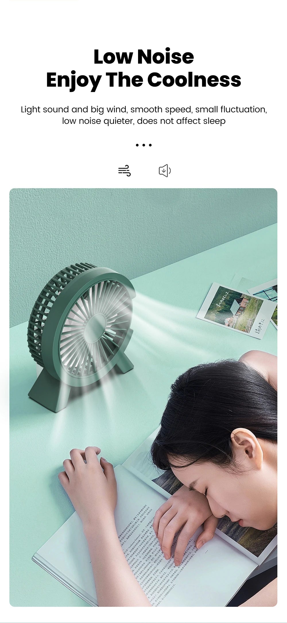 Mini Ventilateur de Table Rechargeable USB – Portable, Silencieux, Gadget d'Été pour Bureau & Dortoir