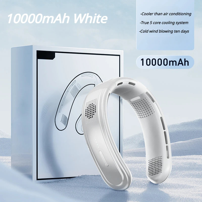 Ventilateur de Cou Portable Rechargeable 10000mAh – 3 Vitesses, Silencieux, Extérieur & Maison
