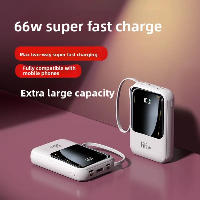 Powerbank 20000 mAh Mini — Charge Ultra Rapide PD20W, Câble Intégré | Compact & Léger
