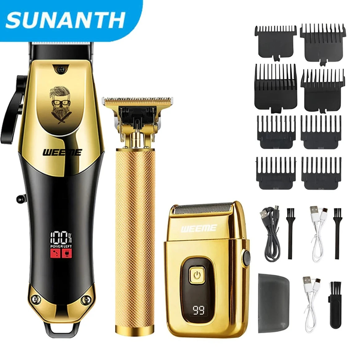 Tondeuse Électrique Vintage T9 — Kit Complet Barbe & Cheveux pour Homme