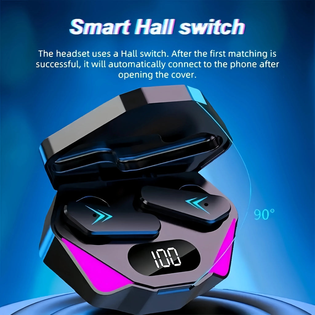 Écouteurs Bluetooth X15 TWS — Sans Fil, Réduction de Bruit, Affichage LED | Gaming & Sport