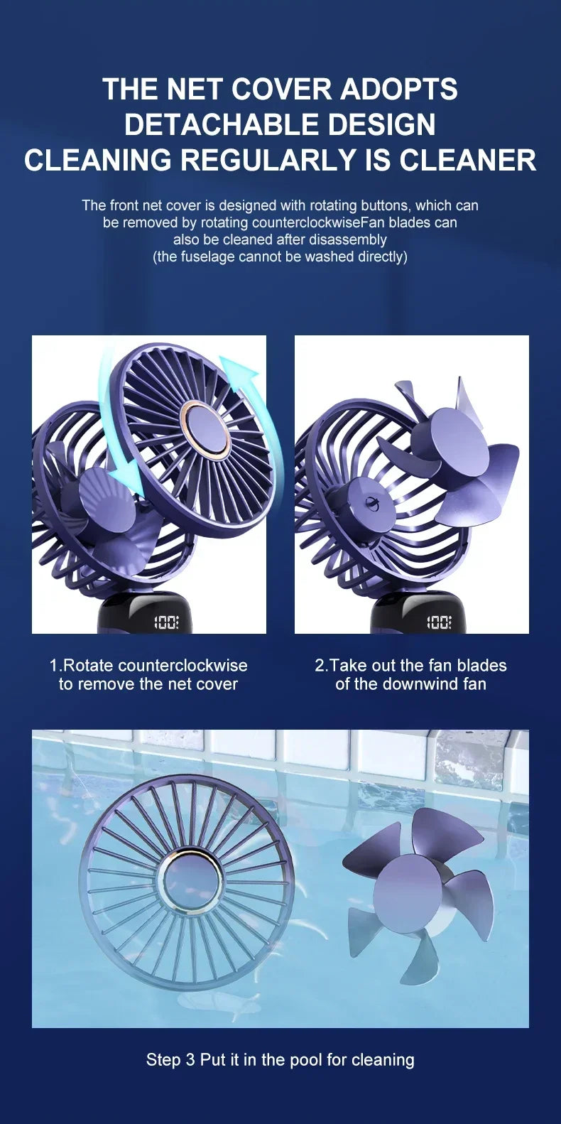 Mini Ventilateur de Cou Portable 1800mAh – Support Téléphone, Écran LED, 5 Vitesses, Rechargeable USB