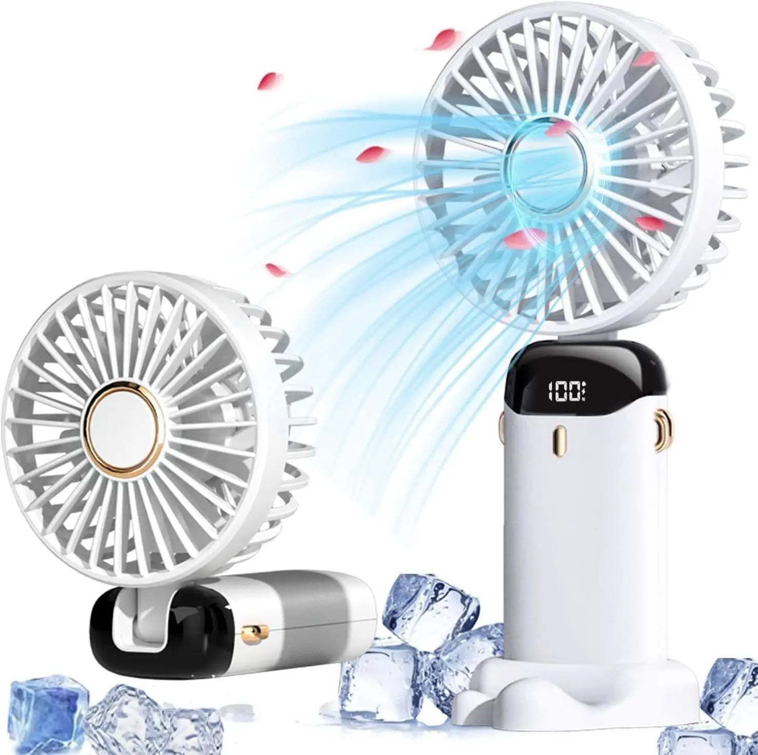 Mini Ventilateur Pliable Portatif 1800mAh – 5 Vitesses, Rechargeable USB, Support Téléphone & Écran