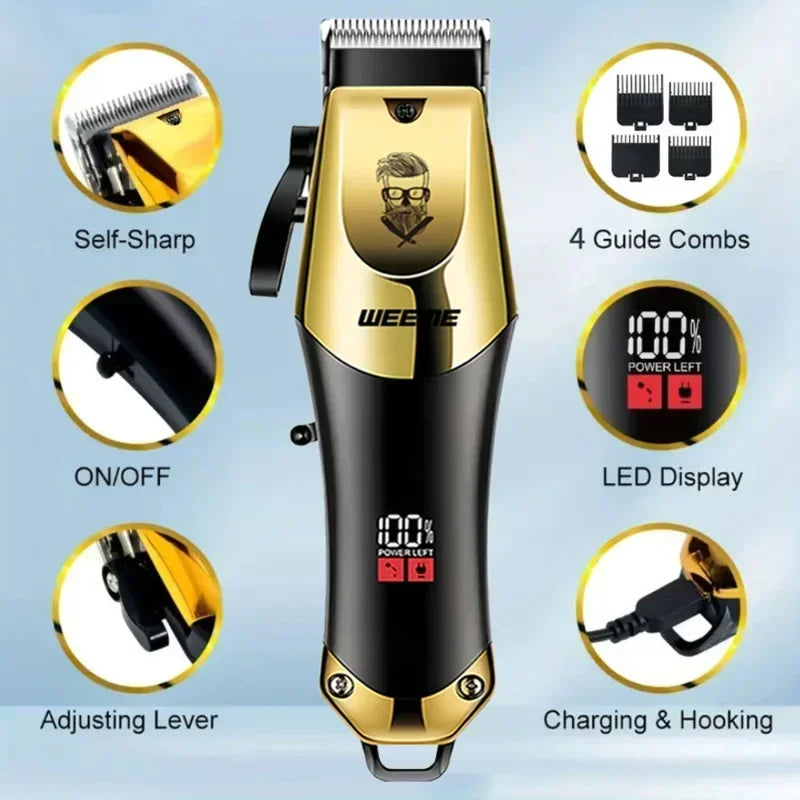 Tondeuse Électrique Vintage T9 — Kit Complet Sans Fil, Barbe & Cheveux, Rechargeable USB | Homme