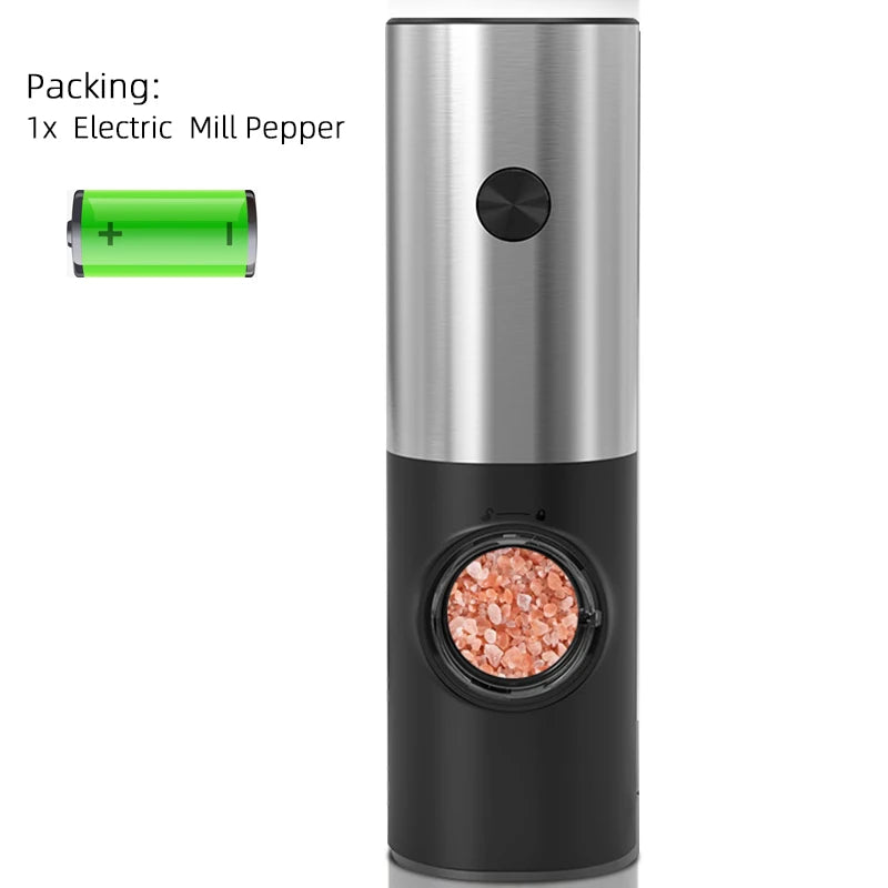 Moulin électrique à poivre et sel – LED, grossièreté réglable, avec base