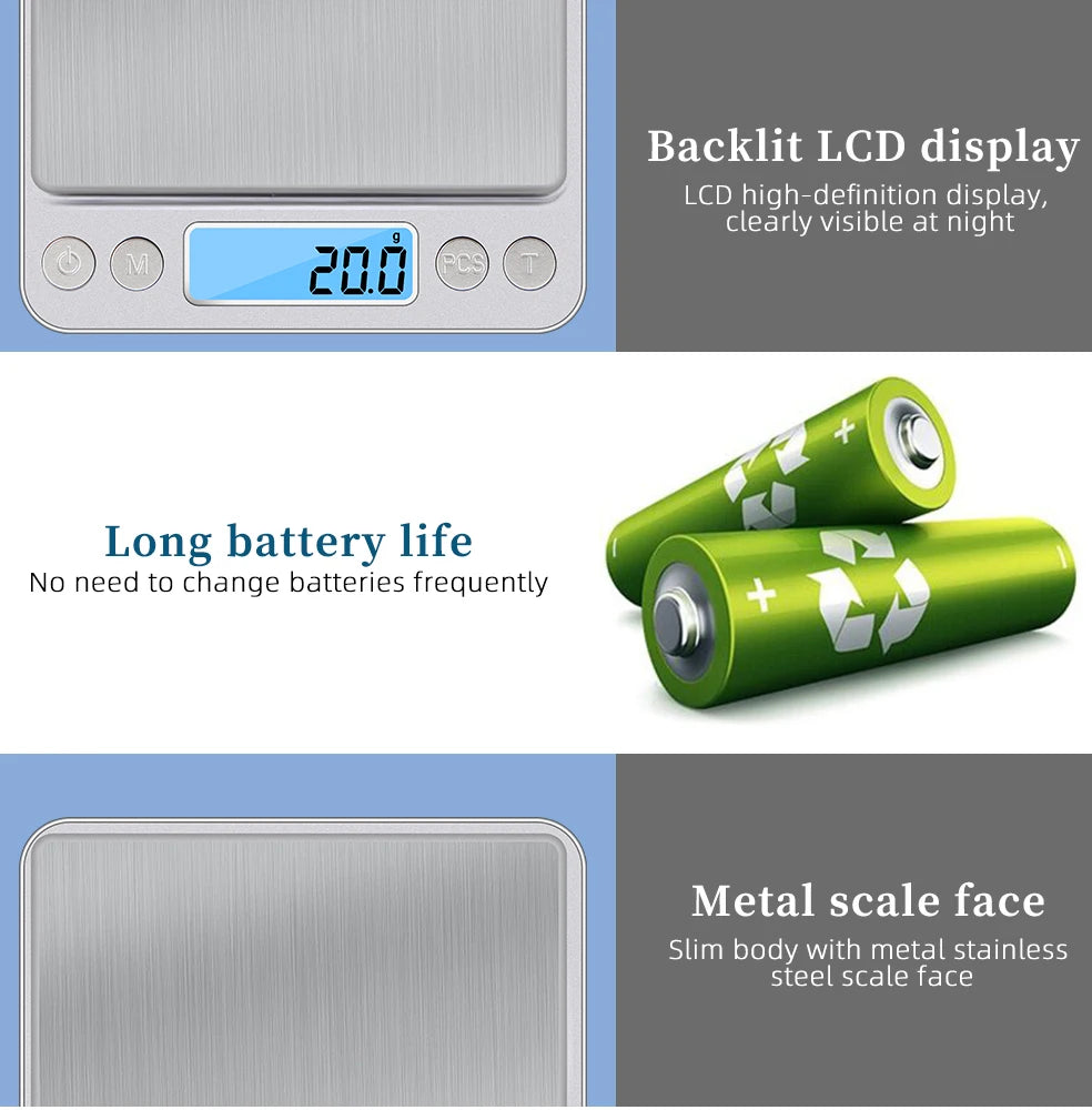 Balance de précision numérique 3000g / 0,1g – Écran LCD