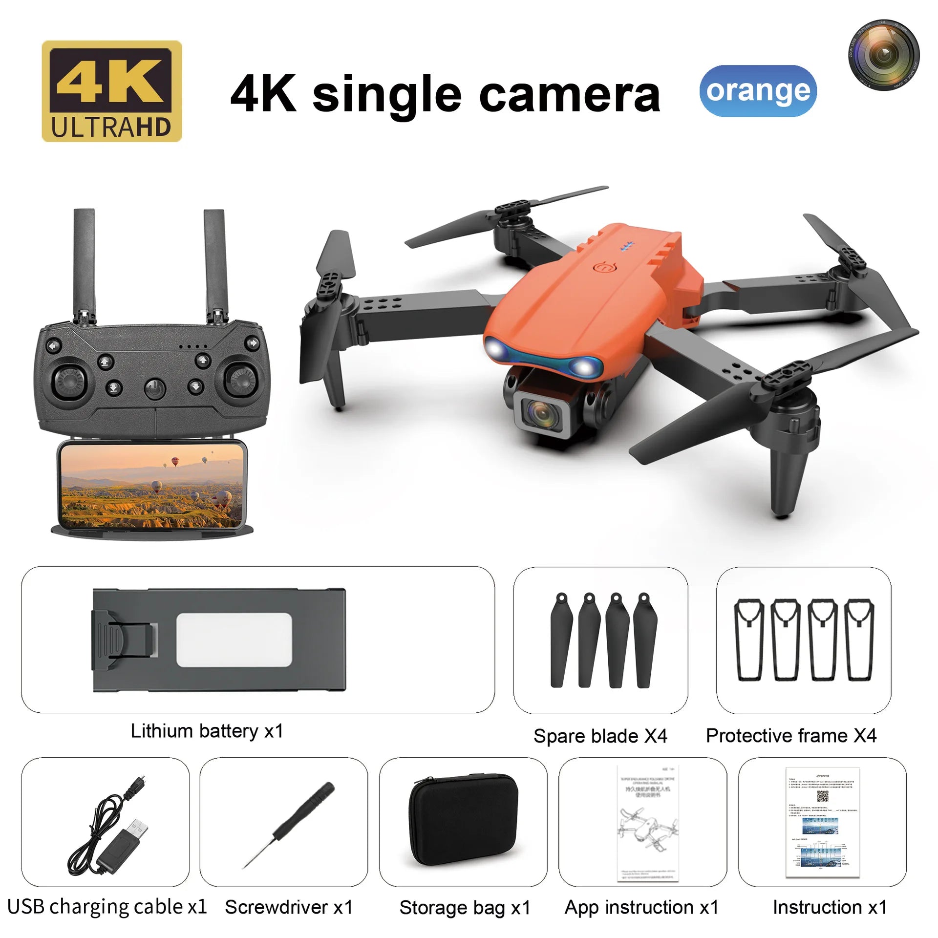 Drone Professionnel E99 4K HD – Caméra Pliable, WiFi FPV, Photographie Aérienne, Quadrirotor RC