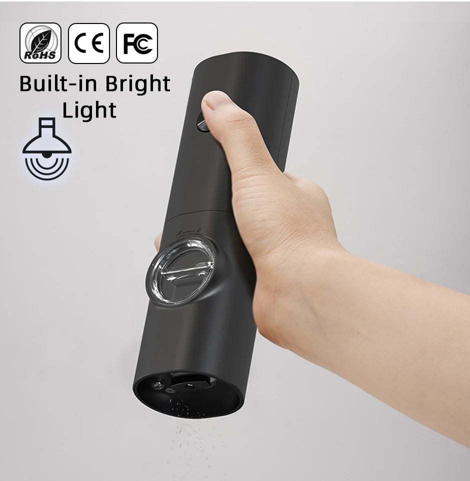Moulin électrique à poivre et sel – LED, grossièreté réglable, avec base