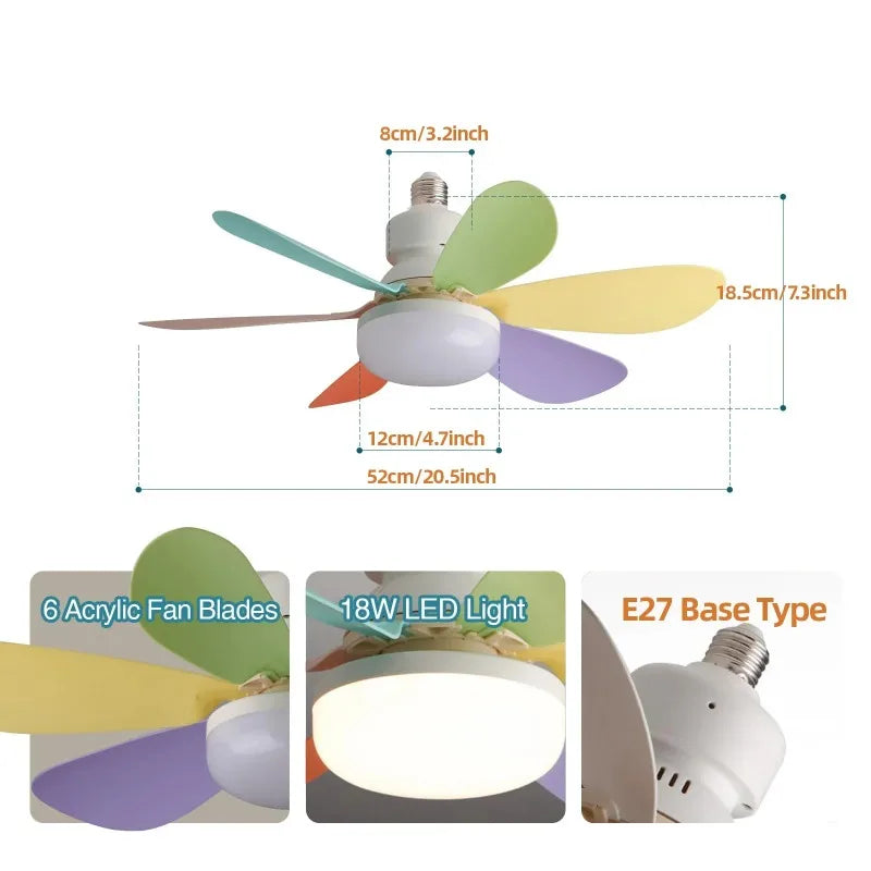 Ventilateur de Plafond LED 30W avec Télécommande – Gradation, RGB ou Blanc, 42/52cm, 85-265V