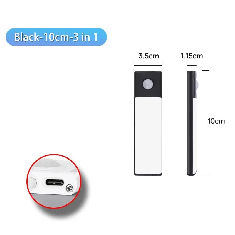 Veilleuse LED sous armoire – Rechargeable USB-C, capteur de mouvement, 10 à 60 cm