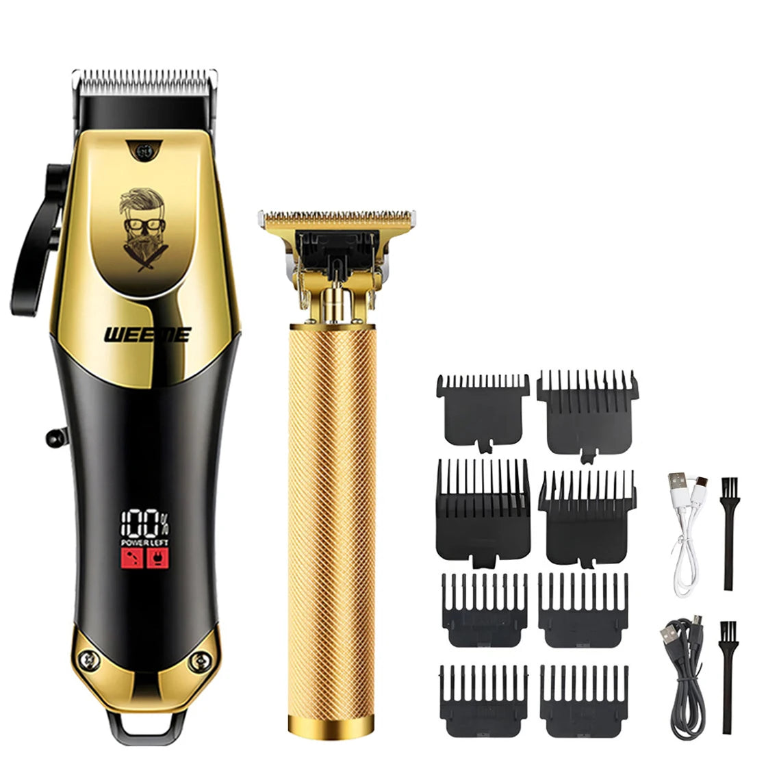 Tondeuse Électrique Vintage T9 — Kit Complet Sans Fil, Barbe & Cheveux, Rechargeable USB | Homme