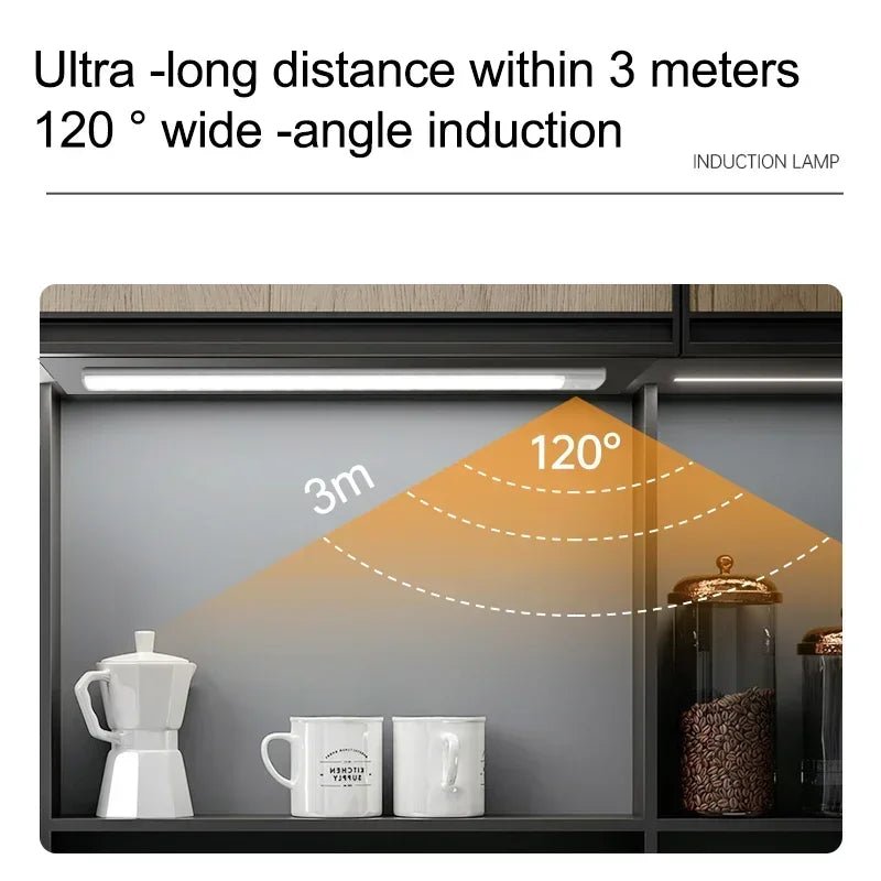 Veilleuse LED sous armoire – Rechargeable USB-C, capteur de mouvement, 10 à 60 cm
