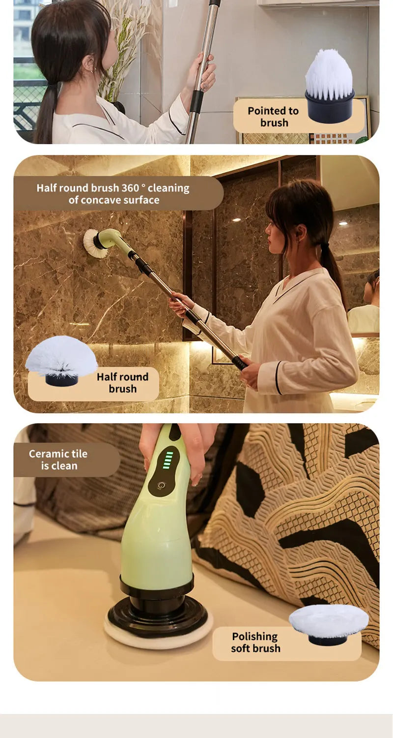Brosse de nettoyage électrique 9-en-1 – Rotative, rechargeable, multi-surfaces