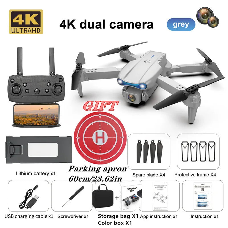 Drone Professionnel E99 4K HD – Caméra Pliable, WiFi FPV, Photographie Aérienne, Quadrirotor RC