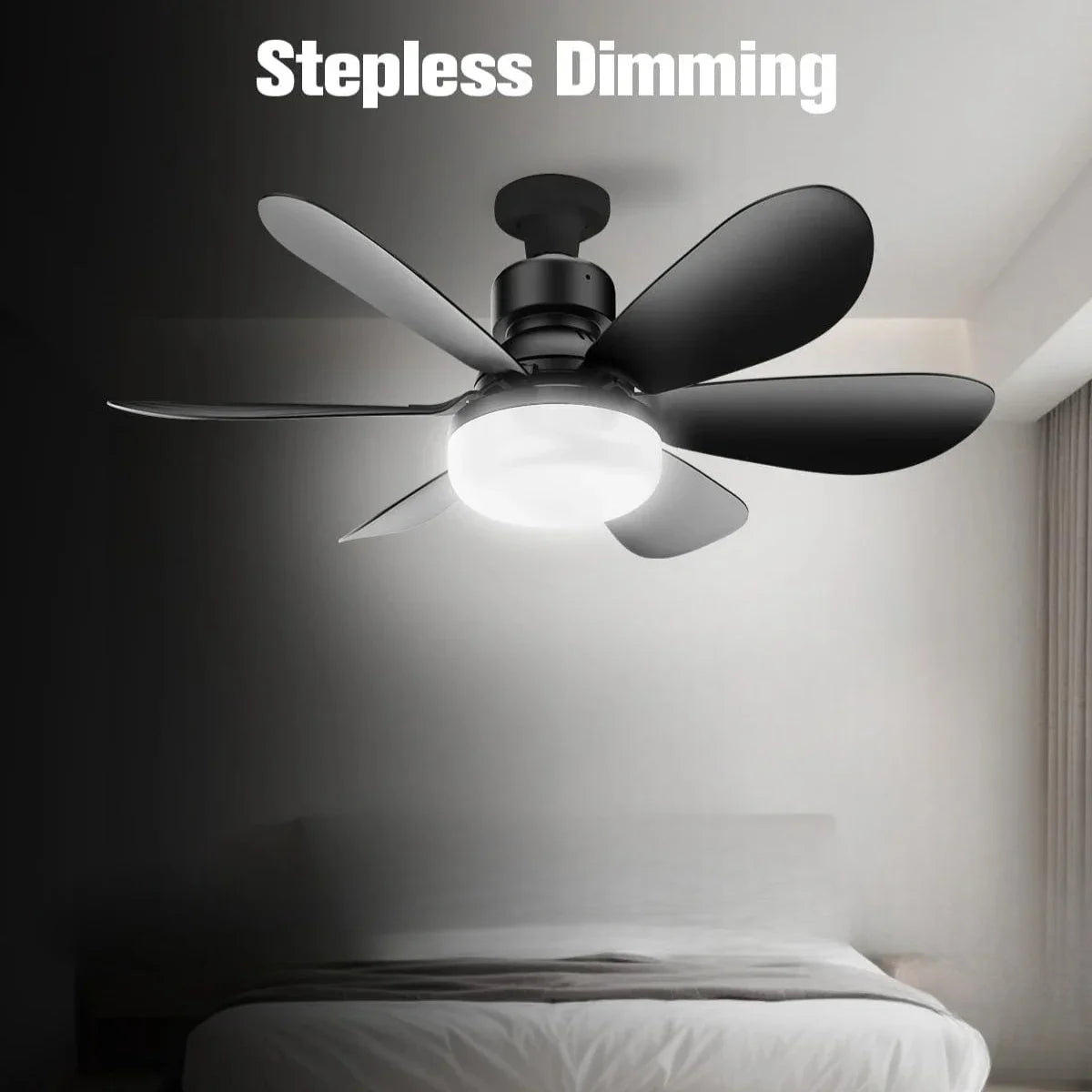Ventilateur de Plafond LED 30W avec Télécommande – Gradation, RGB ou Blanc, 42/52cm, 85-265V
