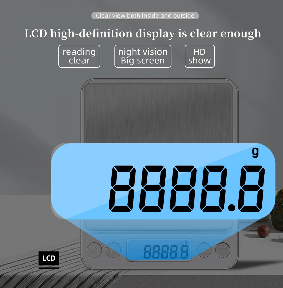 Balance de précision numérique 3000g / 0,1g – Écran LCD