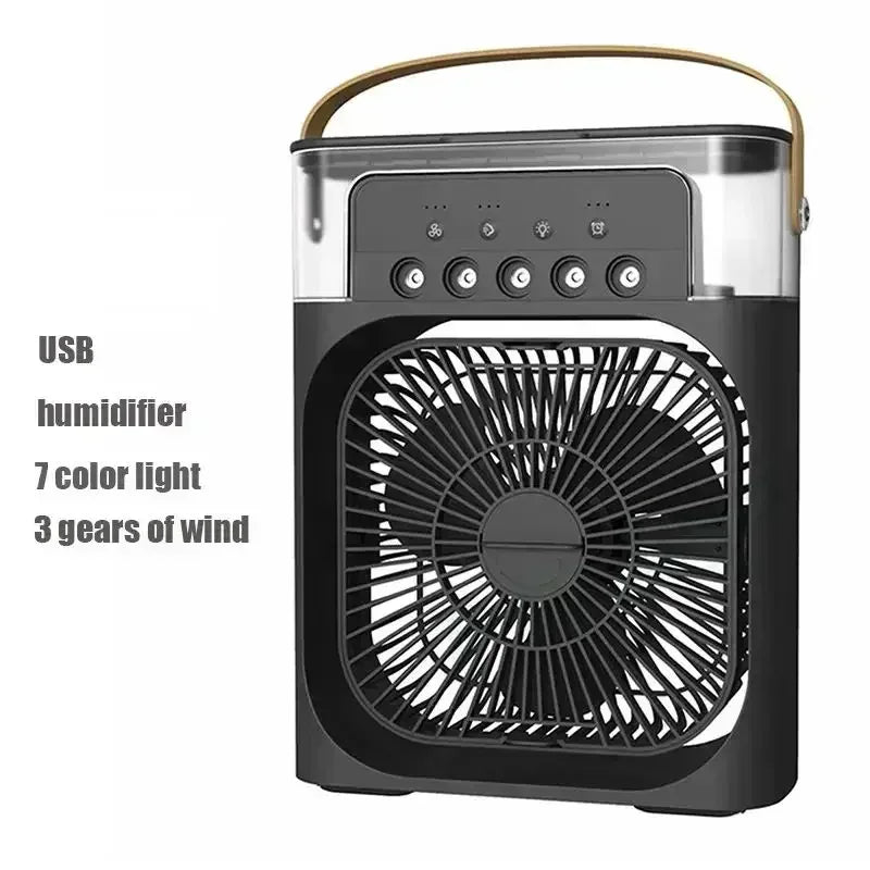 Mini Climatiseur 3-en-1 Portable – Ventilateur, Humidificateur & Veilleuse LED, Rechargeable USB