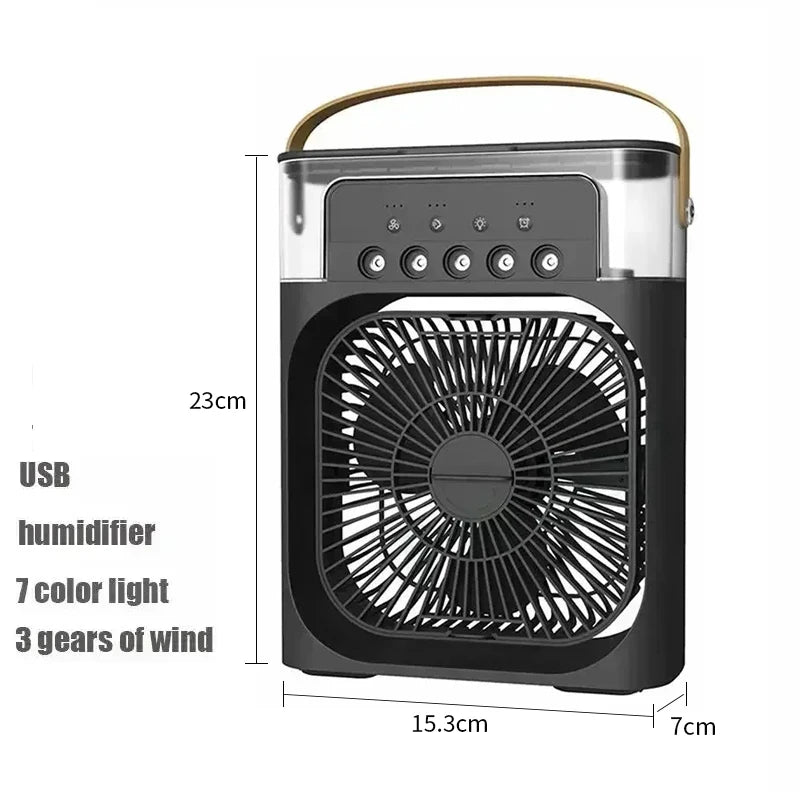 Mini Climatiseur 3-en-1 Portable – Ventilateur, Humidificateur & Veilleuse LED, Rechargeable USB