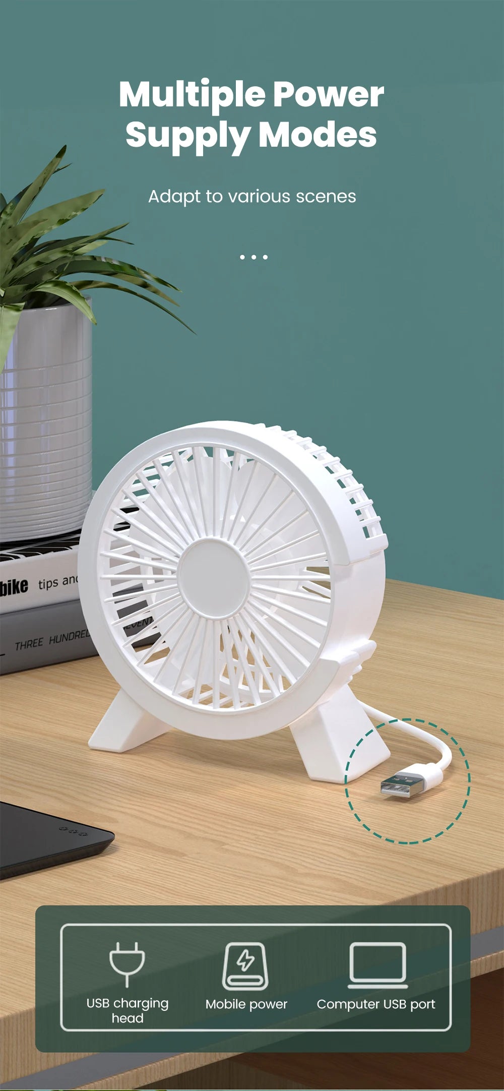 Mini Ventilateur de Table Rechargeable USB – Portable, Silencieux, Gadget d'Été pour Bureau & Dortoir