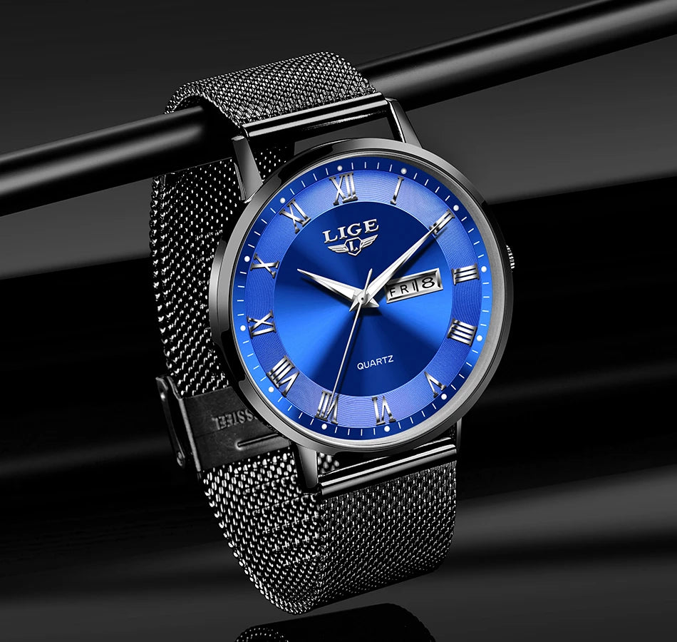 Montre femme LIGE 2024 – Quartz japonais, acier inoxydable, lumineuse