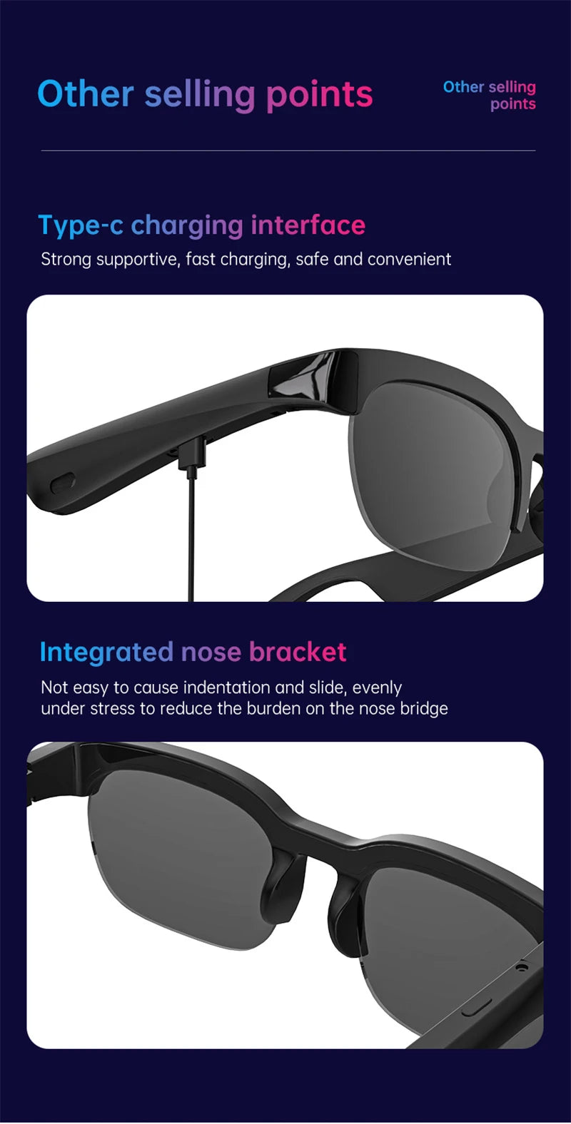 Lunettes Intelligentes Lenovo XG89 – Traduction IA, Bluetooth 5.3, Musique & Appels, Lunettes Connectées