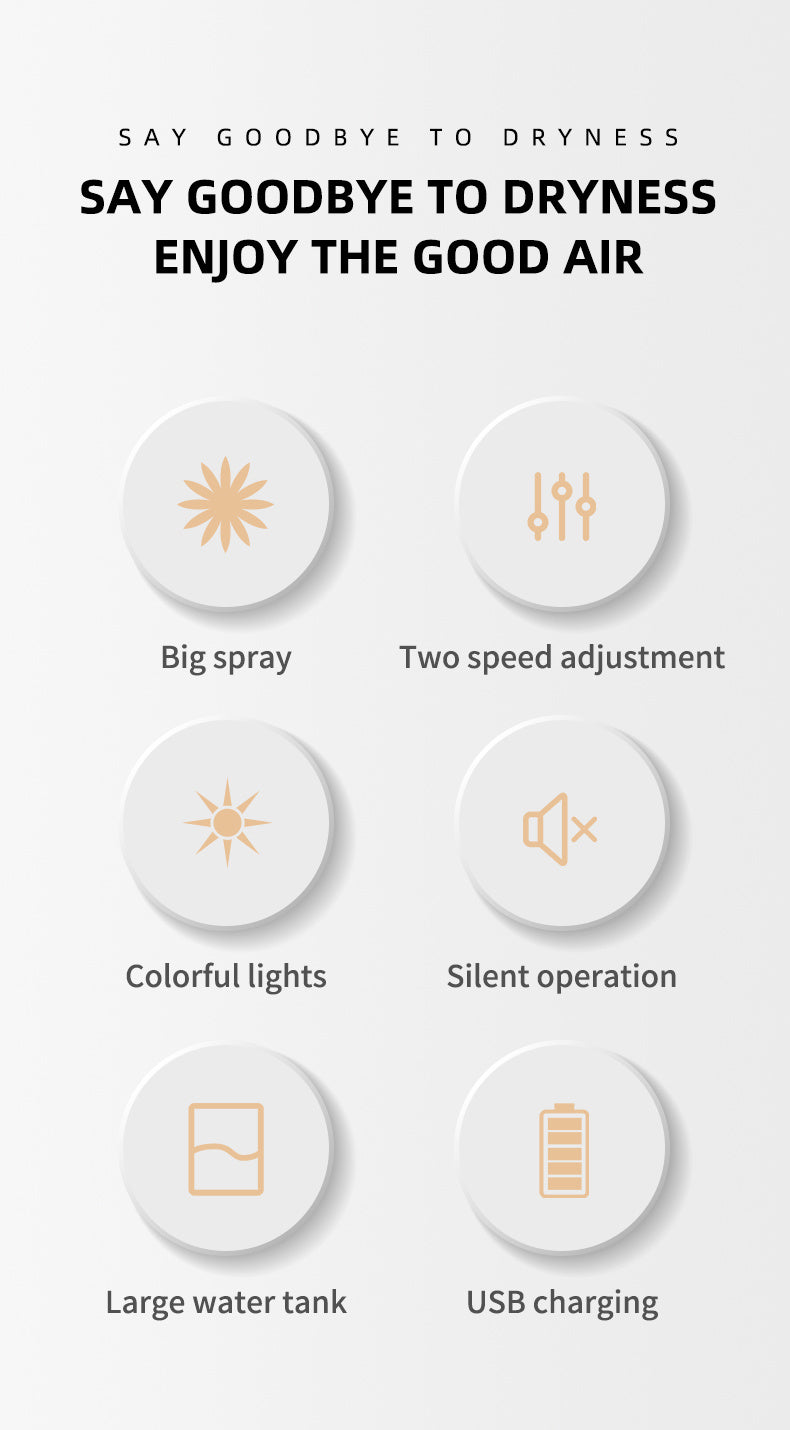 Humidificateur d'air 270ML, diffuseur d'arôme à brume fraîche, veilleuse LED, protection contre la mise hors tension, USB, pour le bureau et la maison